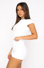 Take Me There Ribbed Baby Tee White