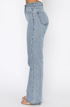 Long Way To Go High Rise Straight Leg Jeans Washed Blue