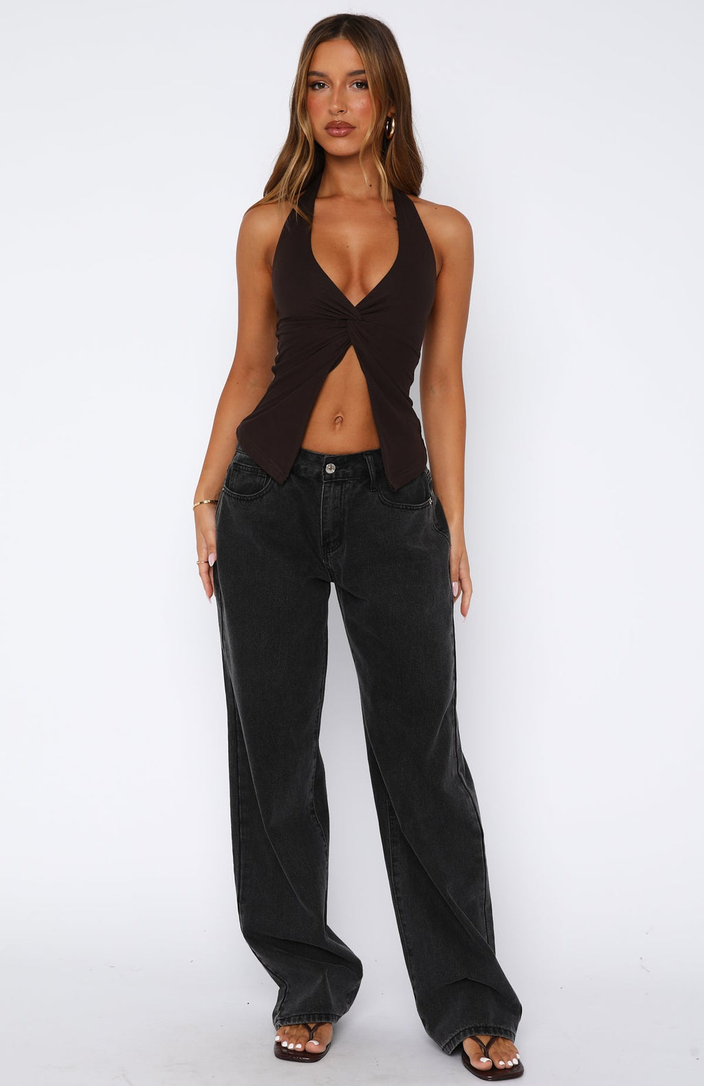 Beginning To Wonder Halter Top Chocolate