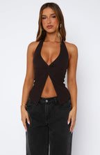 Beginning To Wonder Halter Top Chocolate