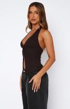 Beginning To Wonder Halter Top Chocolate