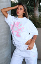 Pick You A Flower Oversized Tee White