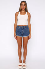 Missin' Something Denim Shorts Cobalt Blue Wash