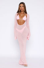 Malta Mermaids Long Sleeve Maxi Dress Blush Pink