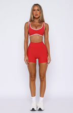 Keep Up High Waisted Shorts 4 Red