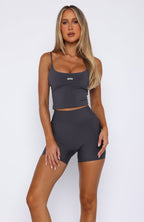 Keep Up High Waisted Shorts 4 Charcoal
