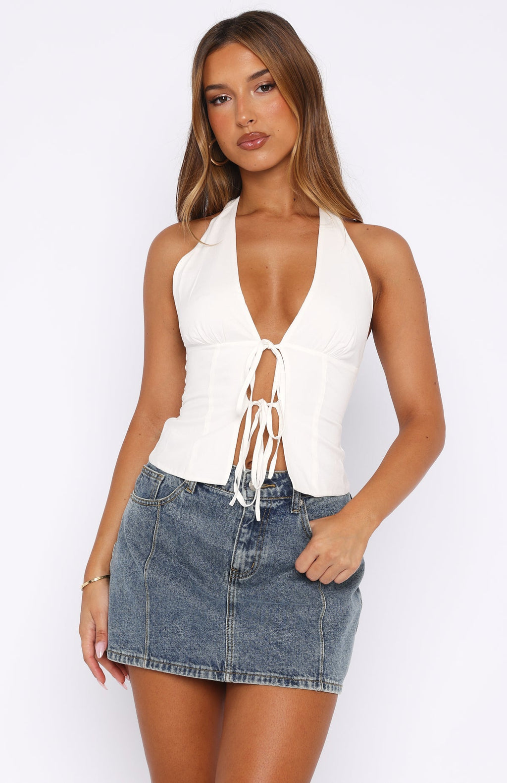 Leaving Now Halter Top White