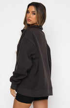 High Standard Zip Front Sweater Shadow
