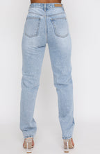 Who's That Girl Straight Leg Denim Jeans Washed Blue