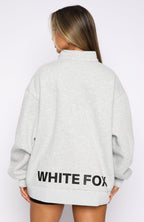 Caught Up With You Zip Front Sweater Grey Marle