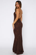 Lust For Life Maxi Embellished Trim Dress Chocolate