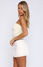 Never Bothered Strapless Top Bone