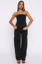 Be Mine Forever Denim Bustier Black Acid