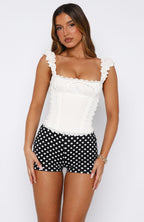 On The Inside Booty Shorts Black/White Polka Dot