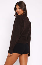 Helping Hand Knit Cardigan Dark Chocolate