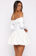 Big Reveal Long Sleeve Mini Dress Off White