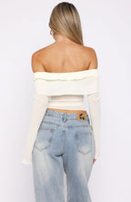 Mood Forever Long Sleeve Off Shoulder Top Cream