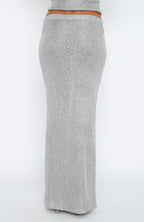 Star Shining Sequin Knit Maxi Skirt Grey