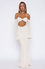 To The Beach Long Sleeve Maxi Dress Cream