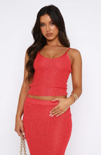 Love Galore Sequin Knit Top Red