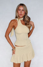 Break The Limits Shirred Mini Skirt Pistachio