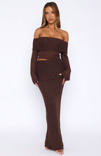 In Too Deep Knit Maxi Skirt Chocolate