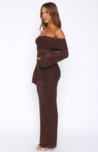 In Too Deep Knit Maxi Skirt Chocolate