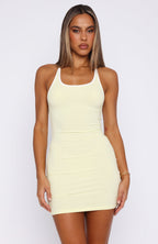 Since The Beginning Ribbed Mini Dress Lemon