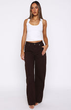 Kiara Mid Rise Barrel Leg Jeans Chocolate Wash