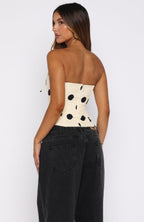 Baby Doll Strapless Bustier Butter/Black Polka Dot
