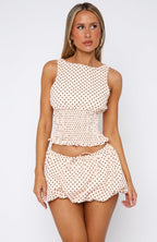 Runaway Heart Mini Skort Cream Polka Dot