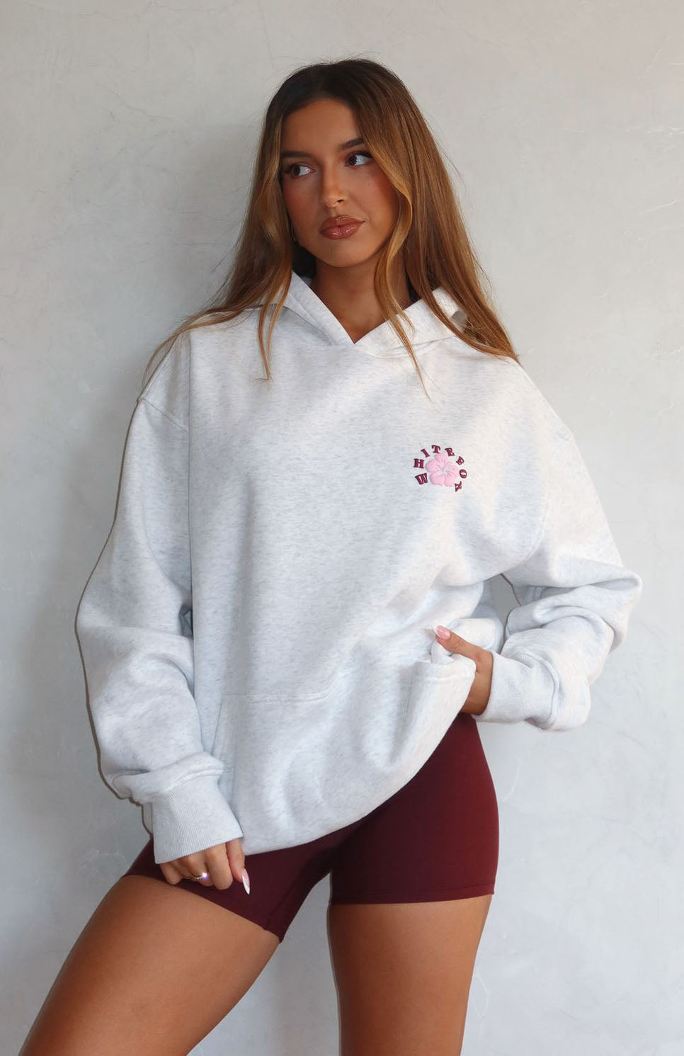 Keep Blooming Oversized Hoodie Grey Marle