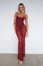 In The Atmosphere Lace Dress Wine