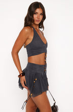 To My Heart Halter Top Charcoal
