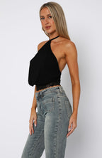 Endless Moment Halter Top Black