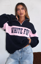 Show Yourself Zip Front Sweater Navy