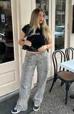 Stella Low Rise Wide Leg Jeans Leopard