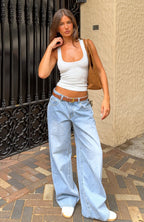 Maeve Low Rise Wide Leg Jeans Light Blue