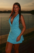 She's Shining Embellished Mini Dress Blue