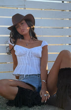 Cut You Off Poplin Top White