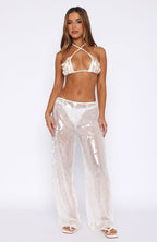 Caught Up In It Sequin Pants White