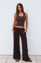 Our Bridges Burned Wide Leg Pants Chocolate