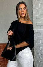 Give Me Options Off Shoulder Tee Black
