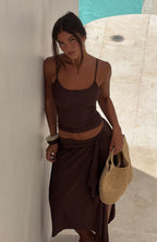 Free All Night Midi Skirt Chocolate