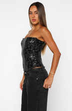 Paint The Sky Strapless Bustier Black
