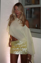 Look Within Sequin Mini Skirt Lemon