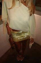 Look Within Sequin Mini Skirt Lemon