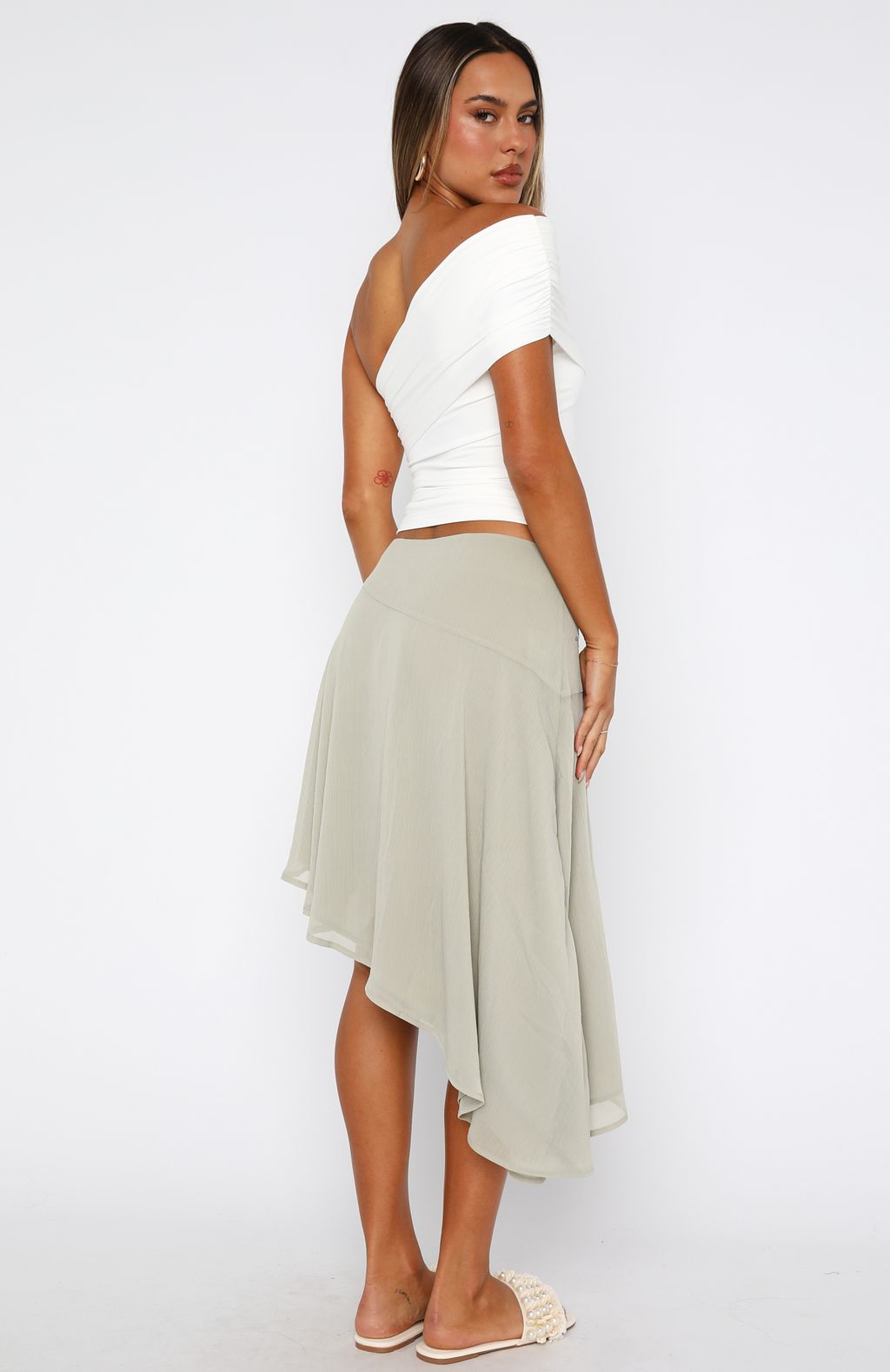 Hidden Grace Midi Skirt Sage