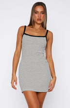 Ask Me Tomorrow Ribbed Mini Dress White Stripe
