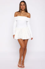 Big Reveal Long Sleeve Mini Dress Off White